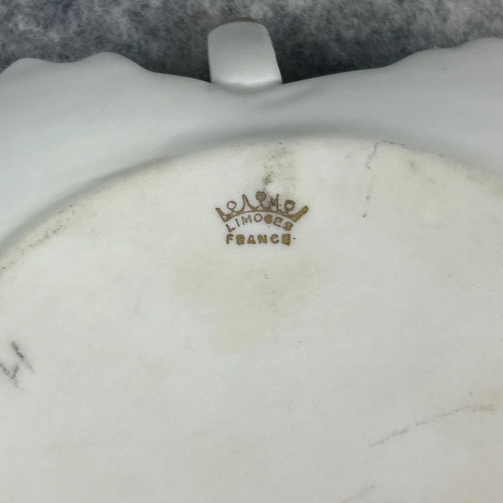 Vintage‎ Royal Limoges France Candy Dish Plate Porcelain With Gold Floral Trim